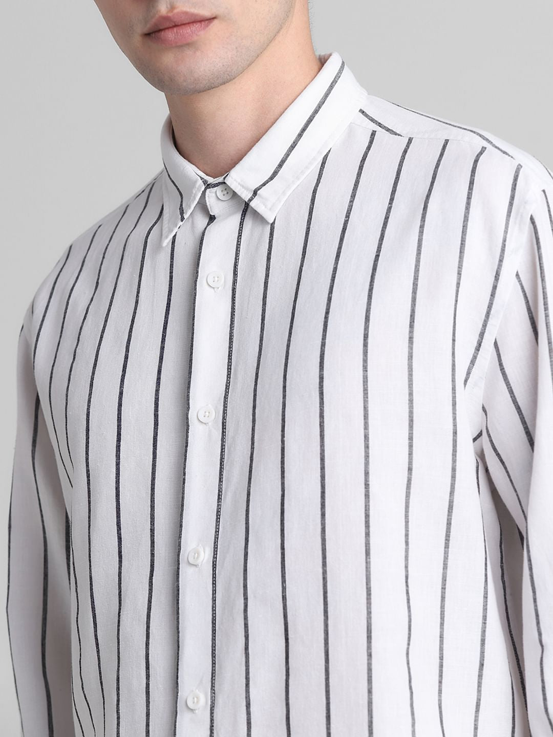 White Striped Full Sleeves Shirt