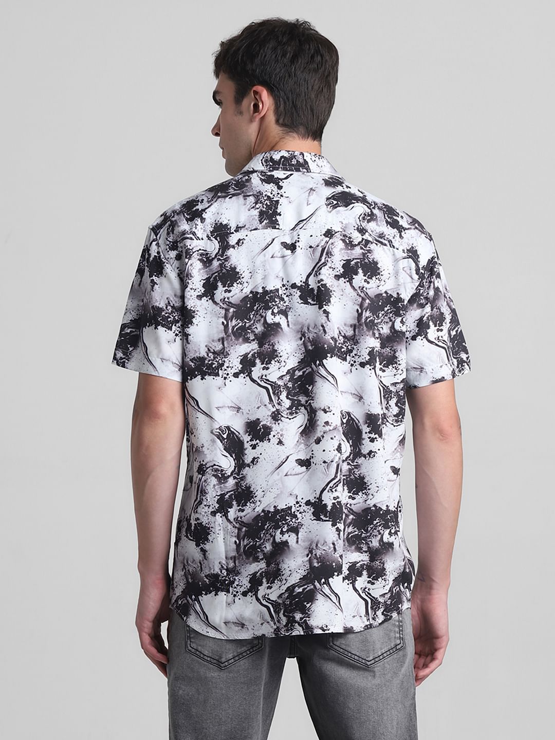 Black Printed Short Sleeves Shirt