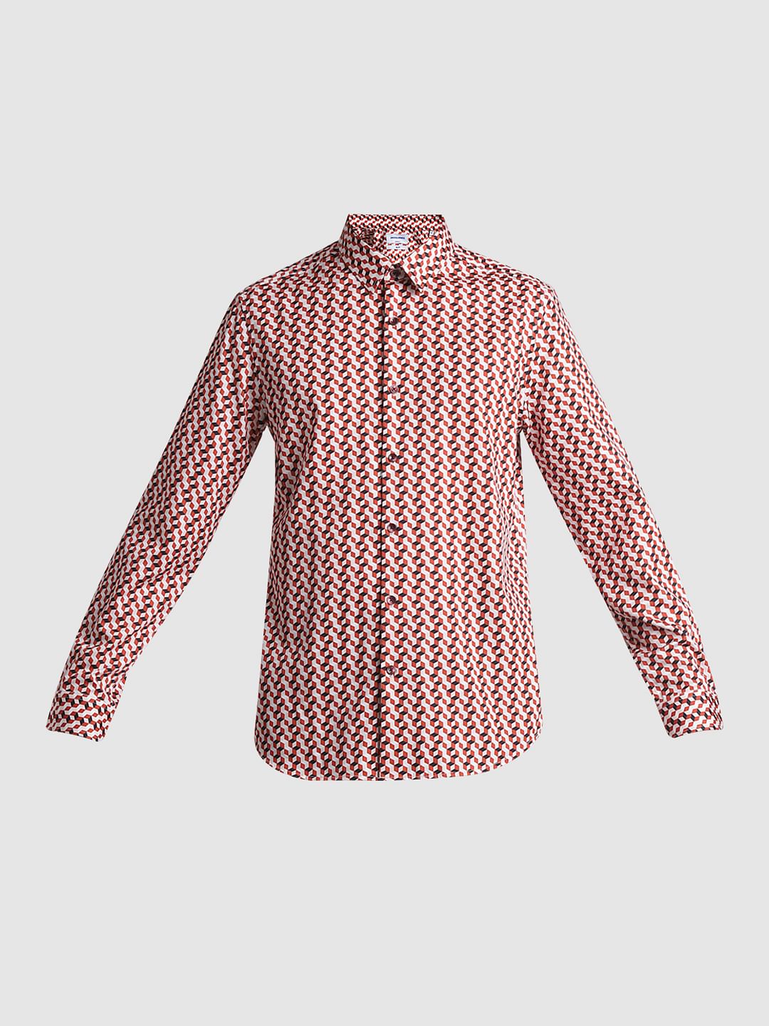 Red Printed Full Sleeves Shirt