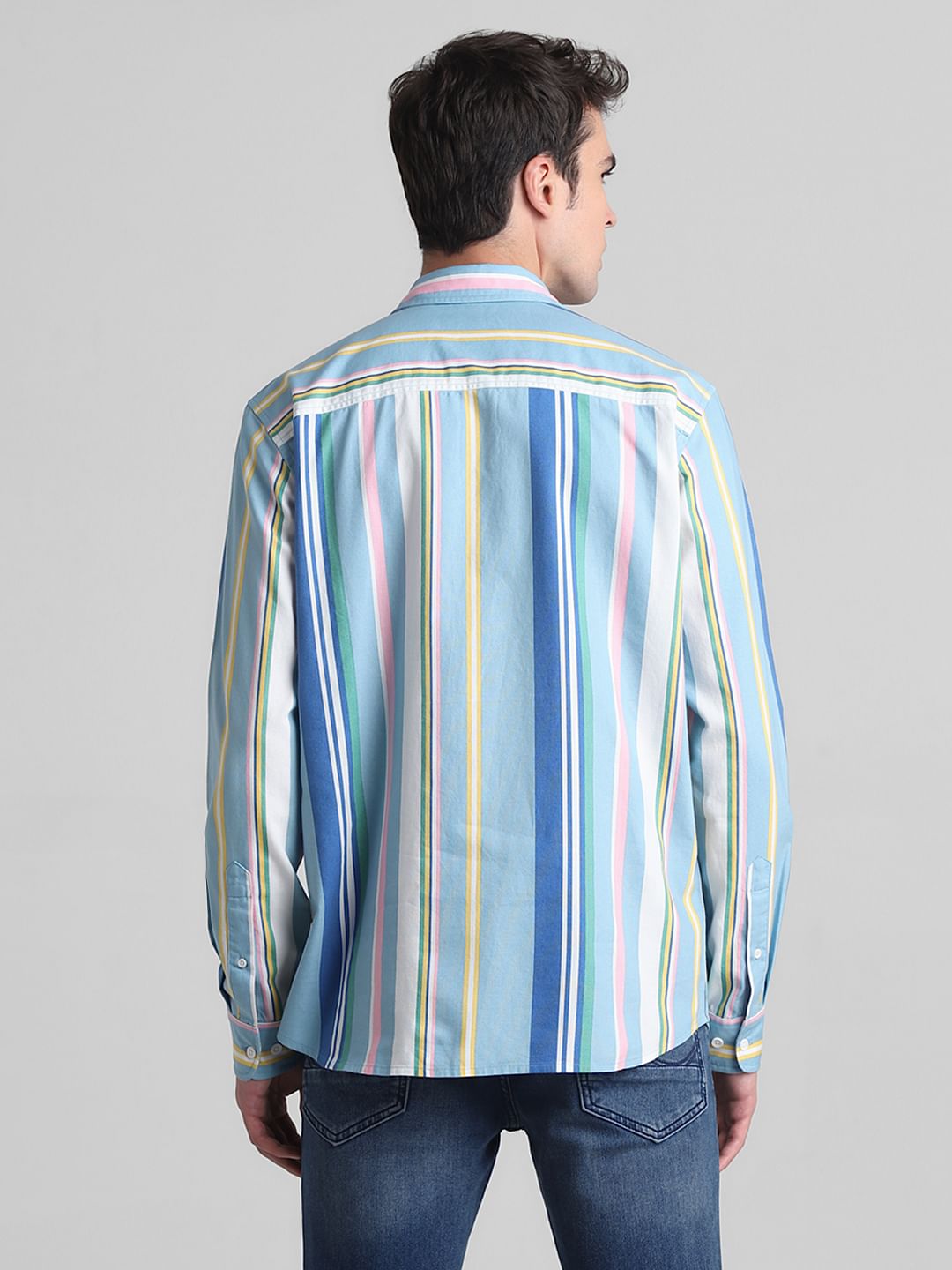 Blue Striped Full Sleeves Shirt