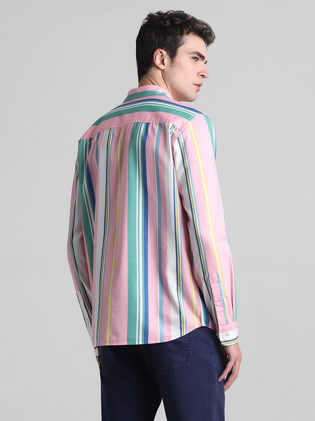 Pink Striped Full Sleeves Shirt