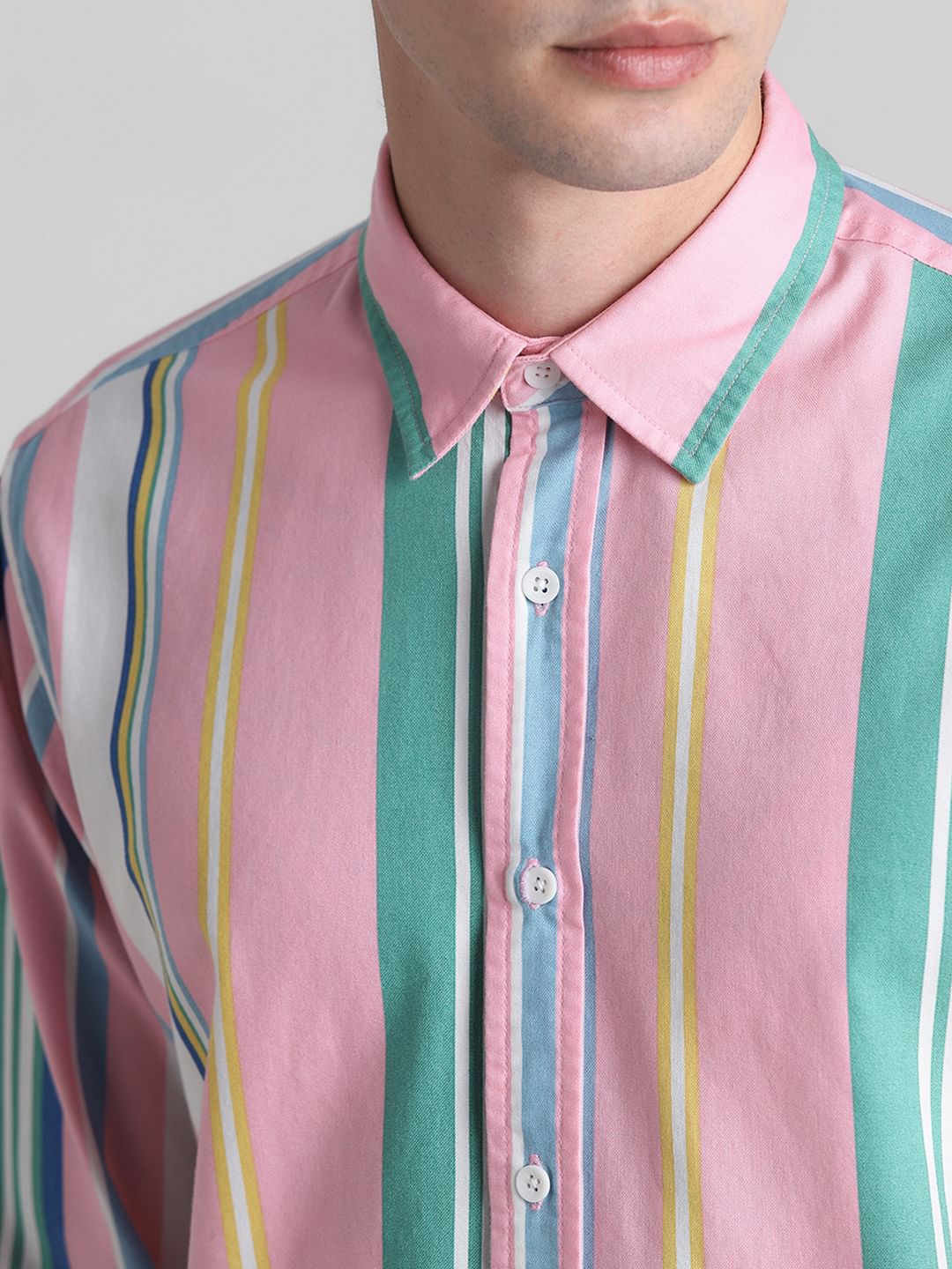 Pink Striped Full Sleeves Shirt