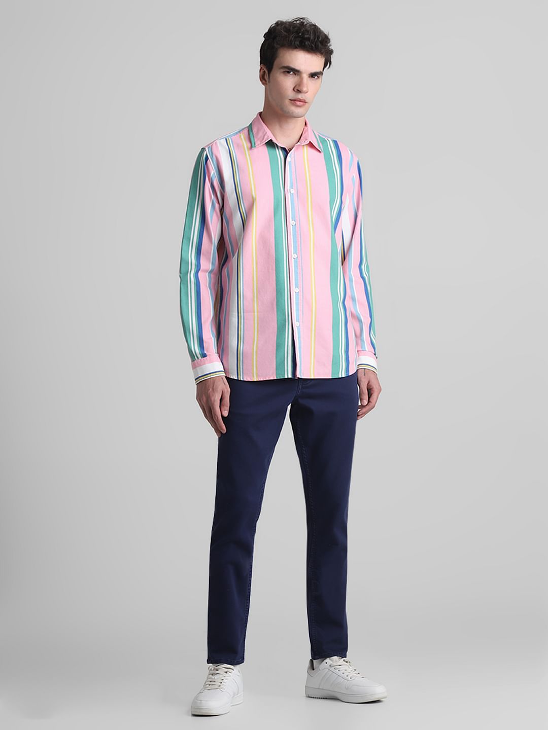 Pink Striped Full Sleeves Shirt