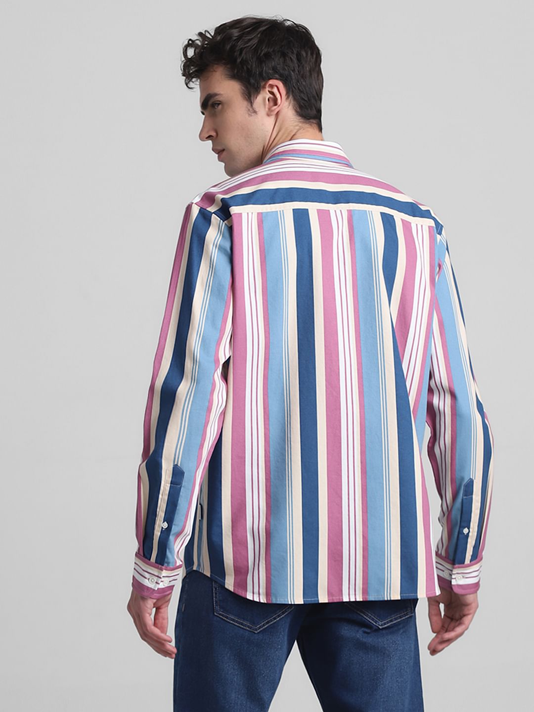 Pink Striped Full Sleeves Shirt
