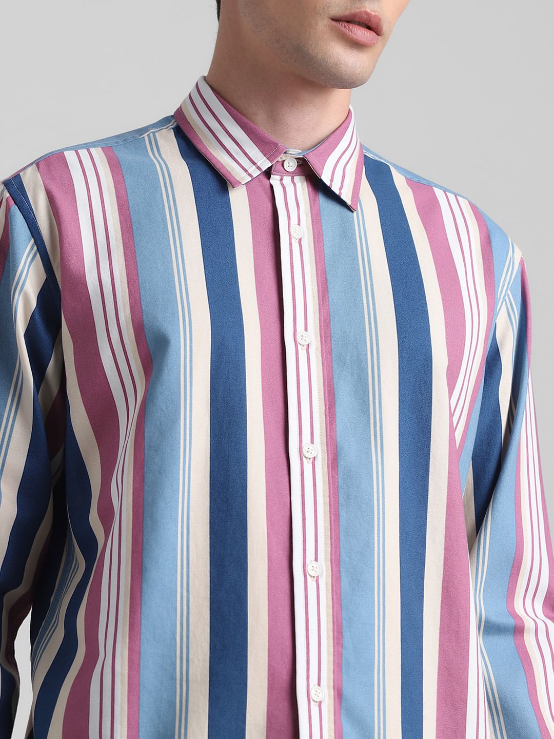 Pink Striped Full Sleeves Shirt