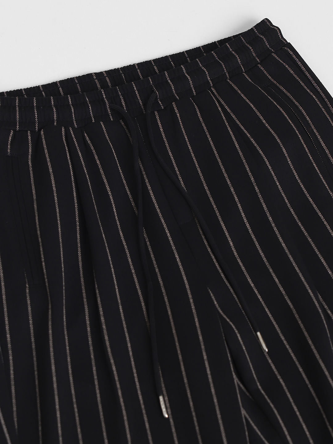 Black Mid Rise Striped Jogger Pants