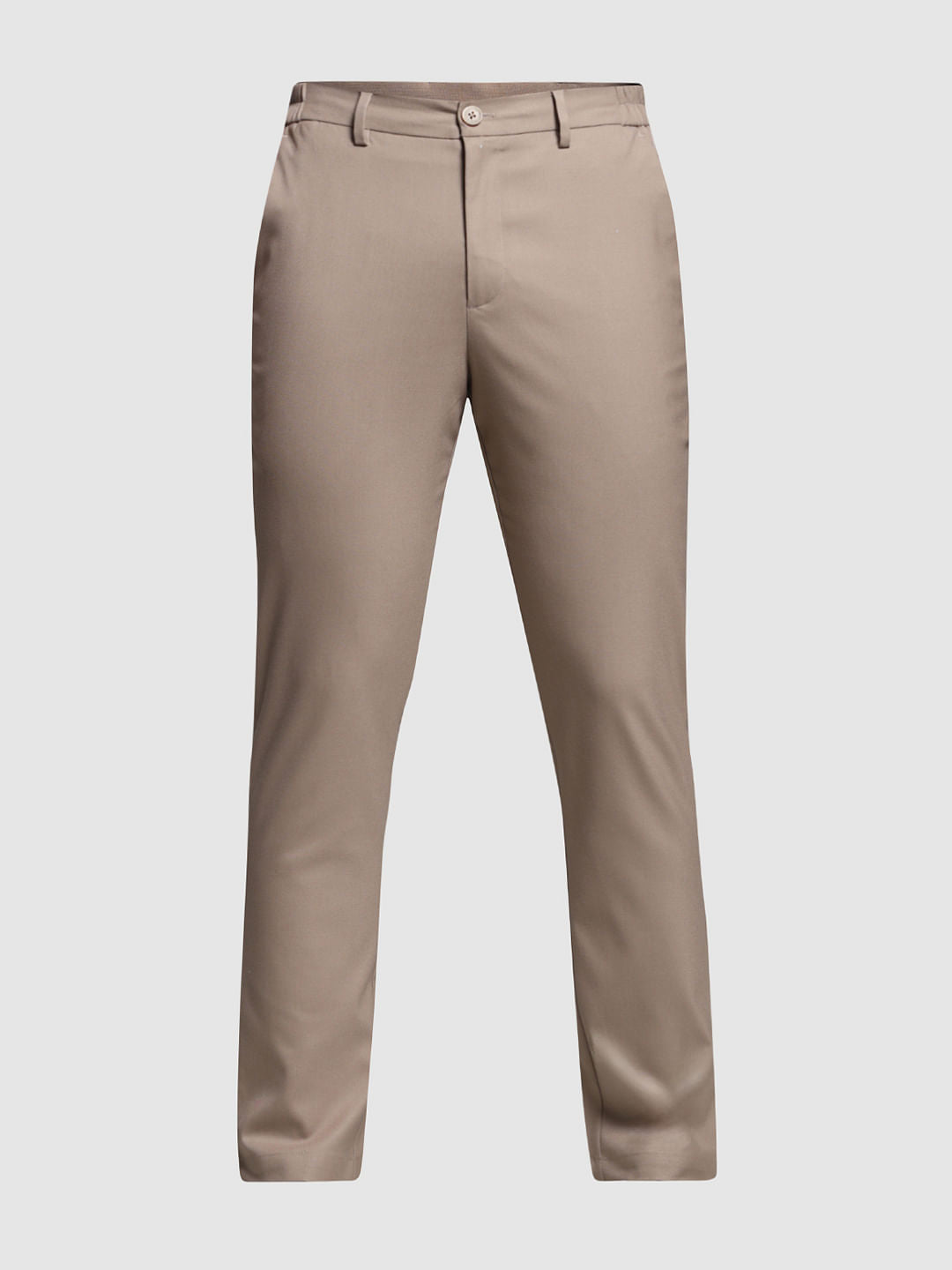 Beige Mid Rise Slim Fit Pants