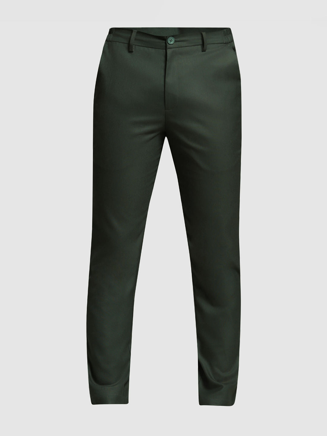 Dark Green Mid Rise Slim Fit Pants