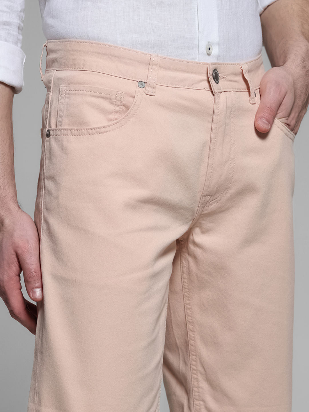 Pink Mid Rise Cotton Shorts