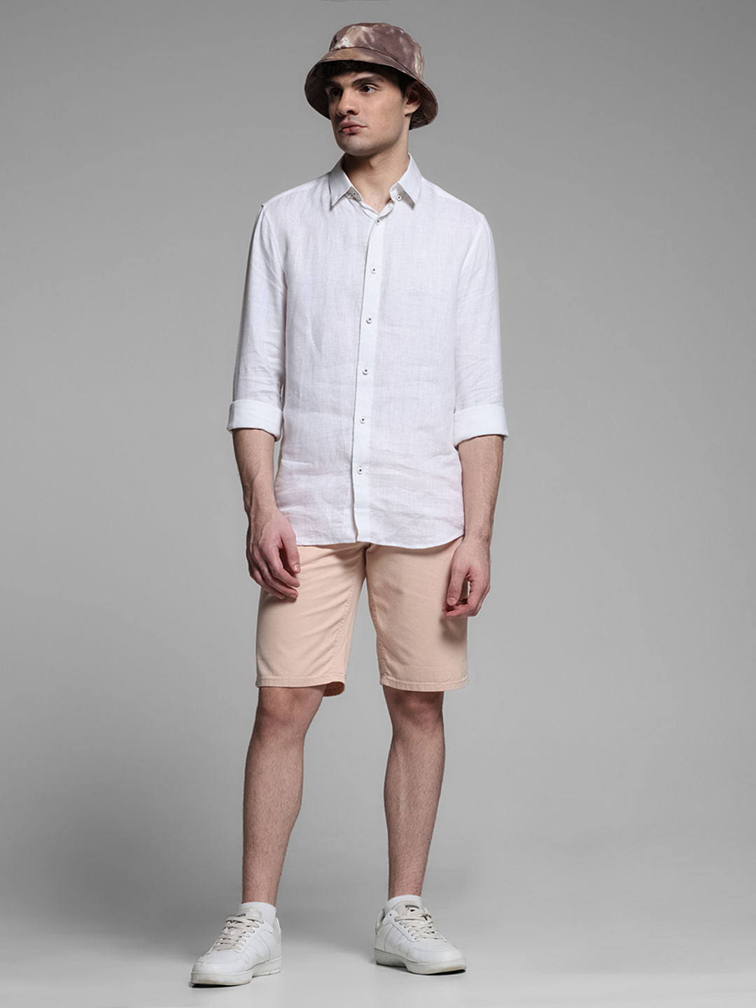 Pink Mid Rise Cotton Shorts