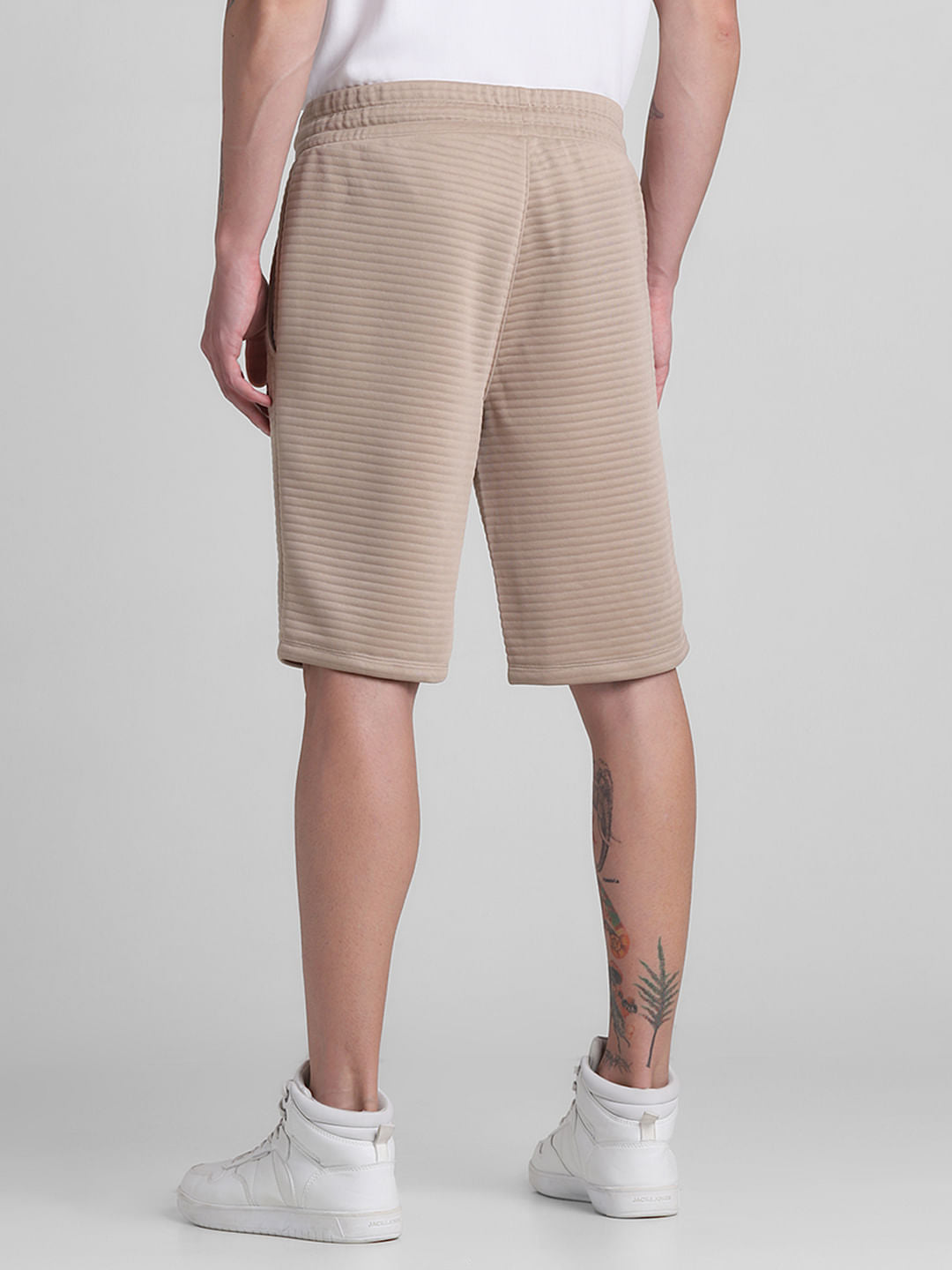 Brown mid Rise Striped Sweatshorts