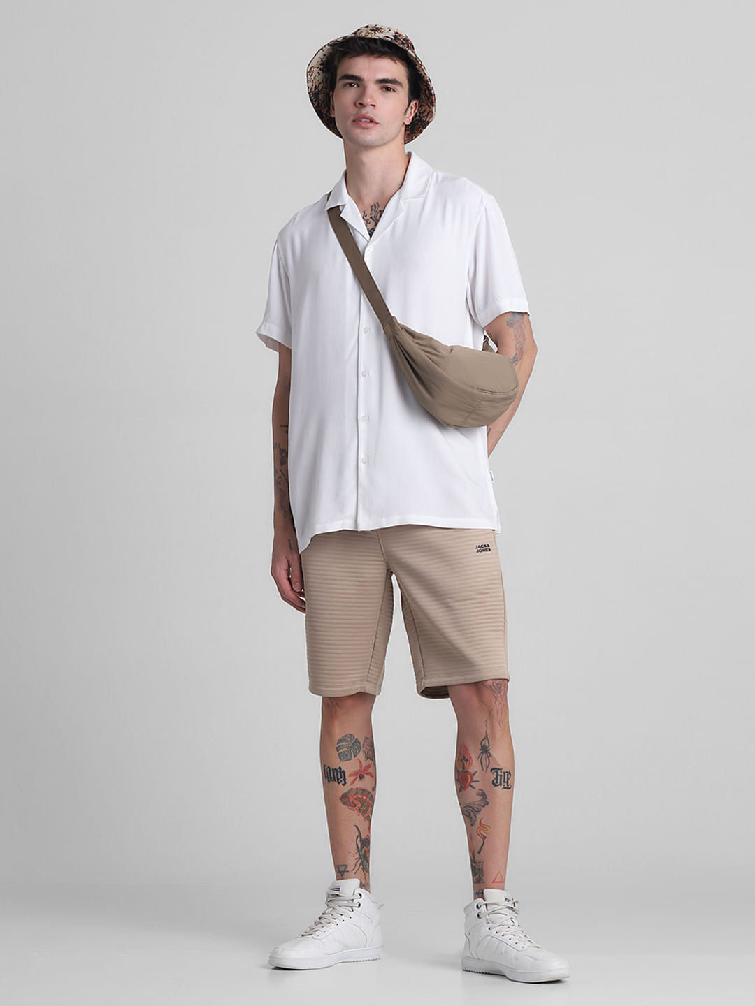 Brown mid Rise Striped Sweatshorts