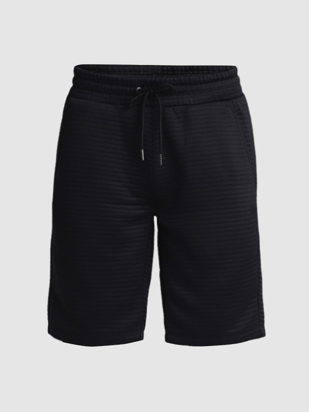 Black Mid Rise Textured Shorts