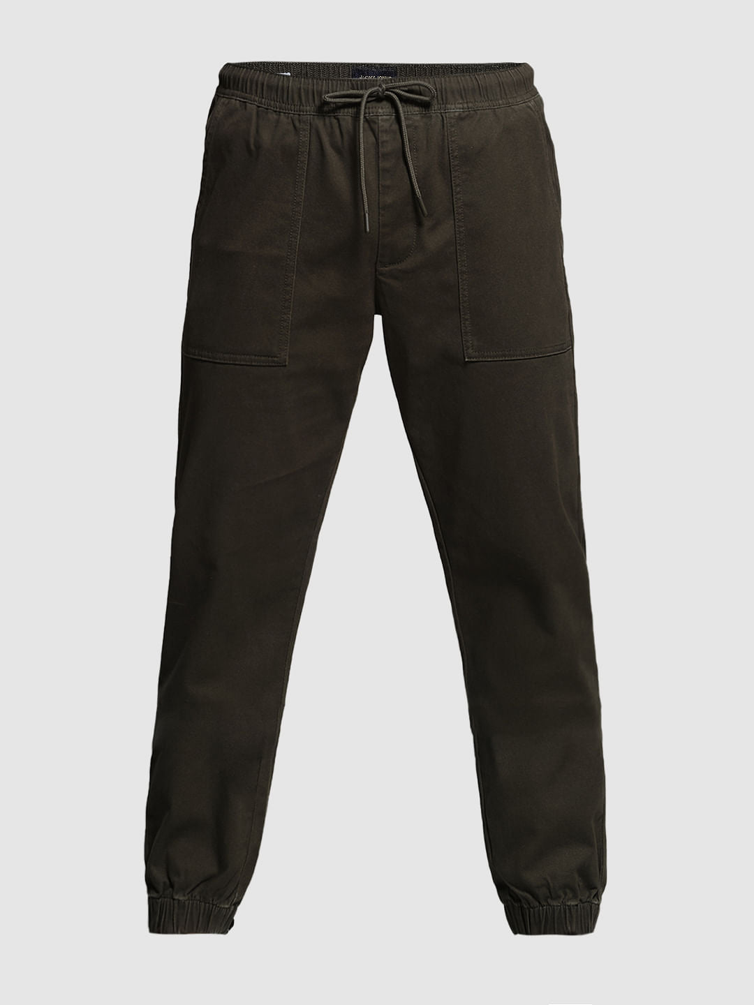 Green Mid Rise Cotton Jogger Pants