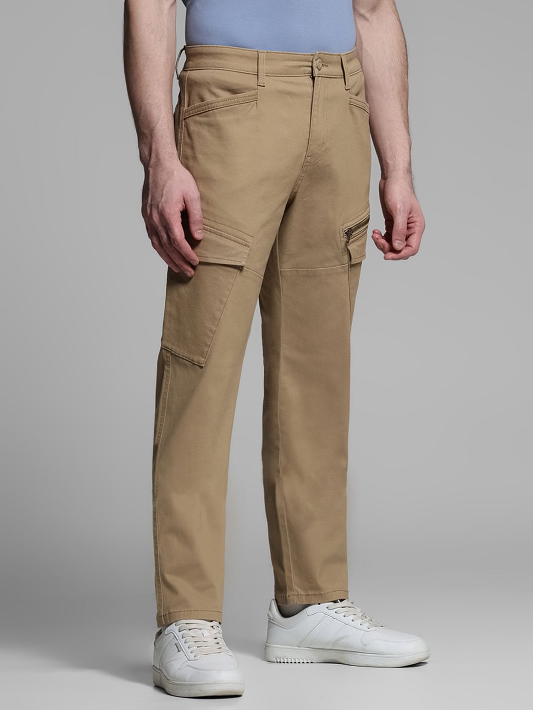 Brown Mid Rise Cargo Trousers