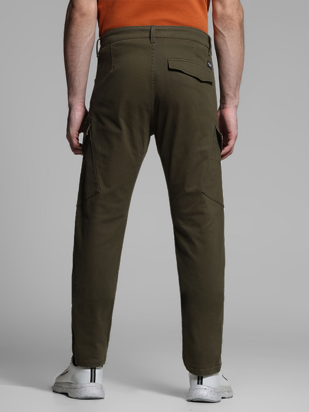 Olive Green Mid Rise Cargo Trousers
