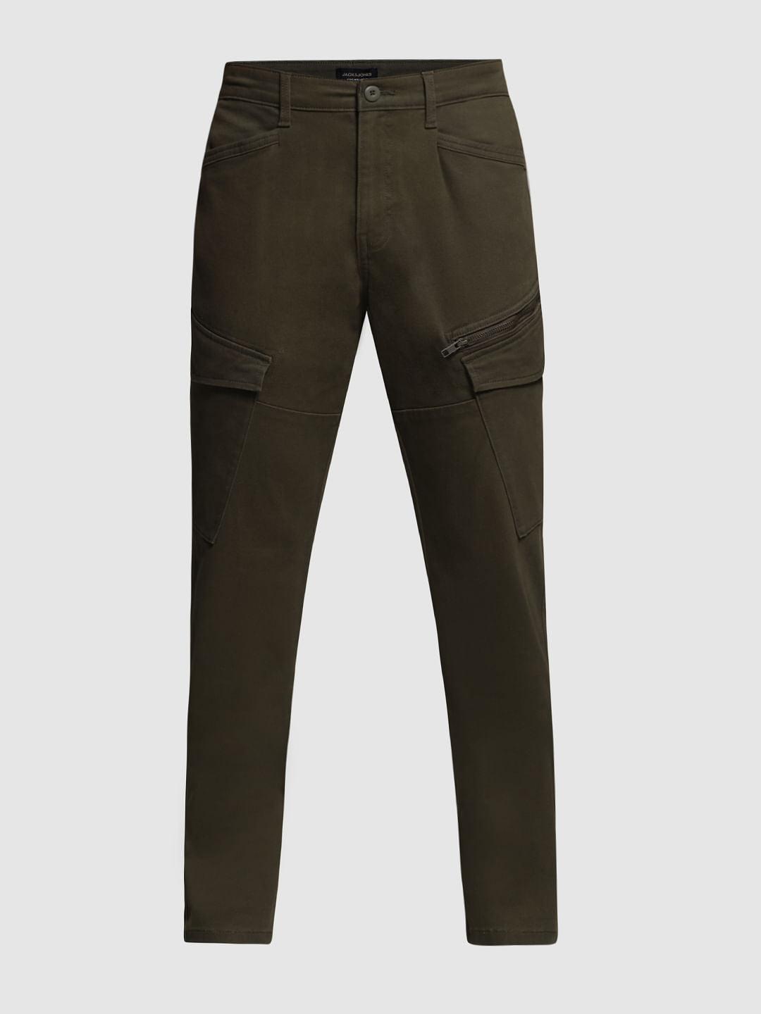 Olive Green Mid Rise Cargo Trousers