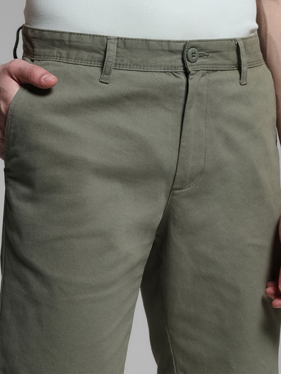 Green Mid Rise Cotton Shorts