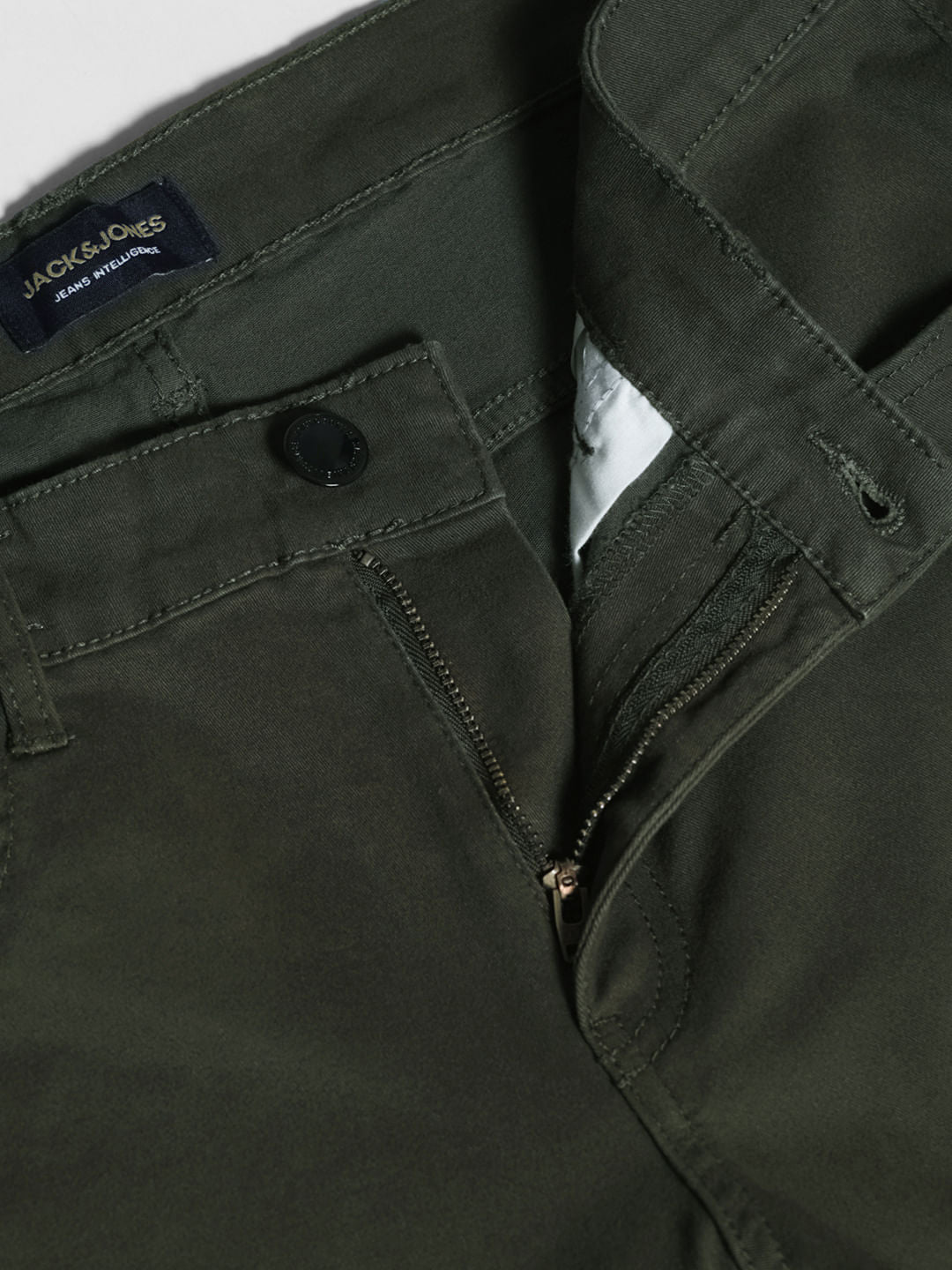 Green Mid Rise Slim Fit Pants