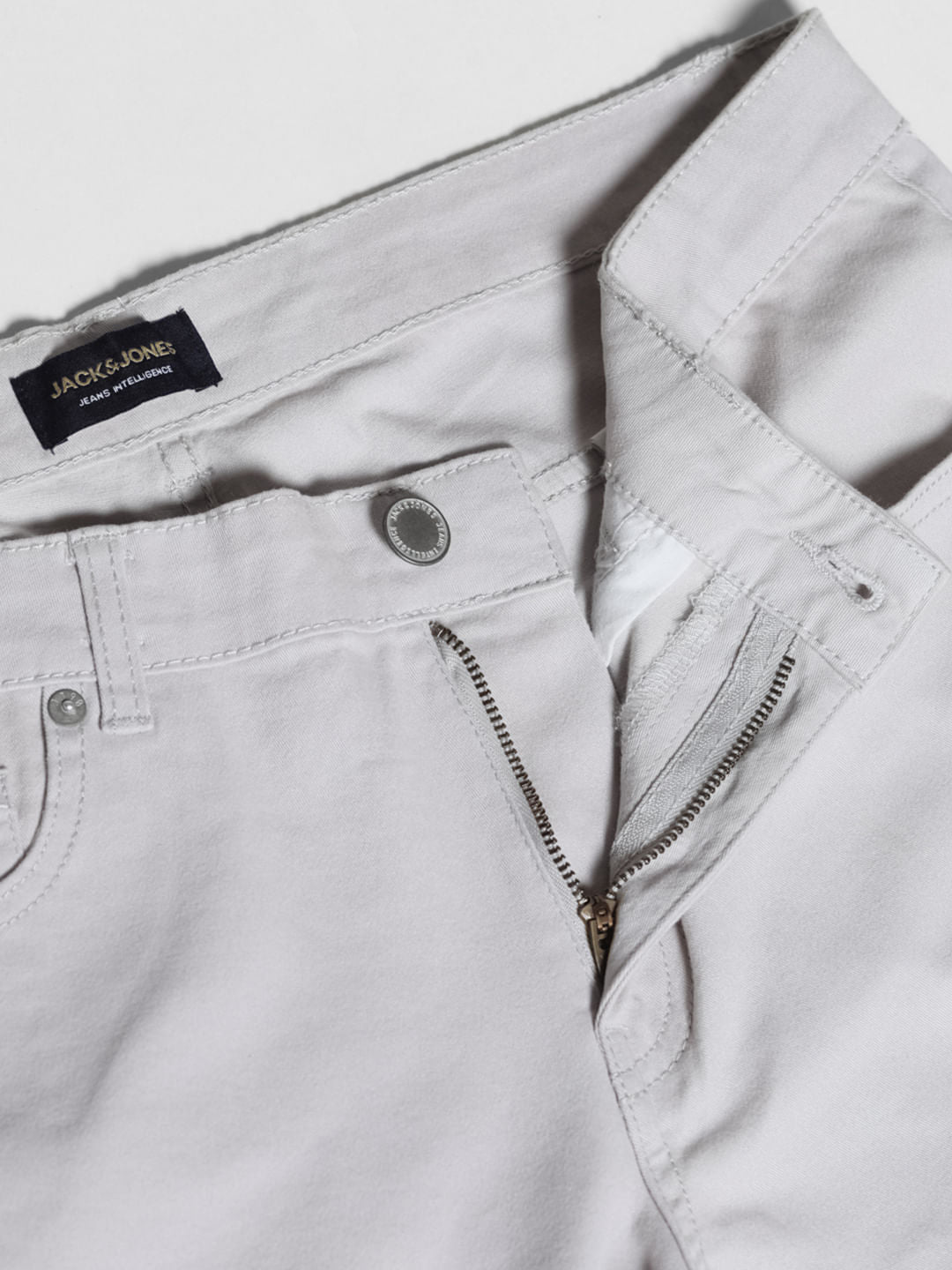 Light Grey Mid Rise Slim Fit Pants