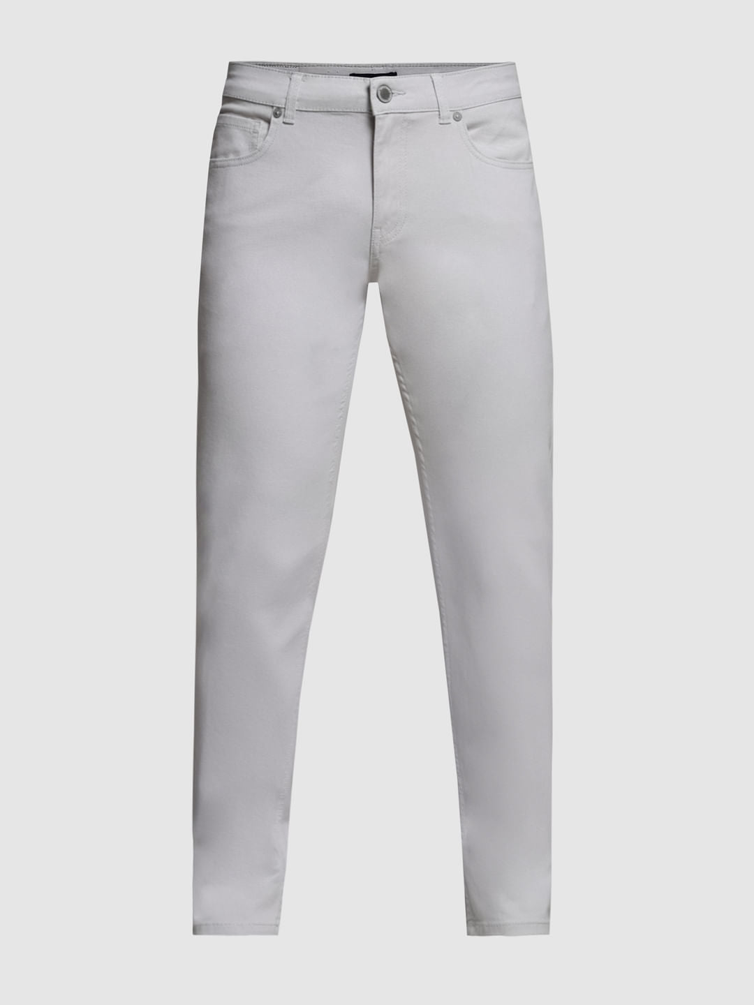 Light Grey Mid Rise Slim Fit Pants