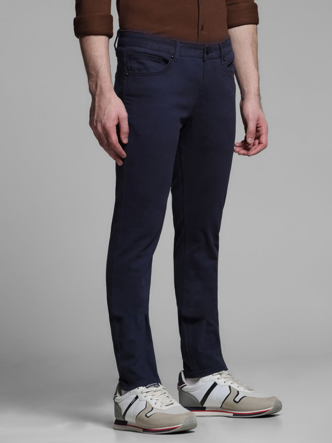 Dark Blue Mid Rise Slim Fit Pants