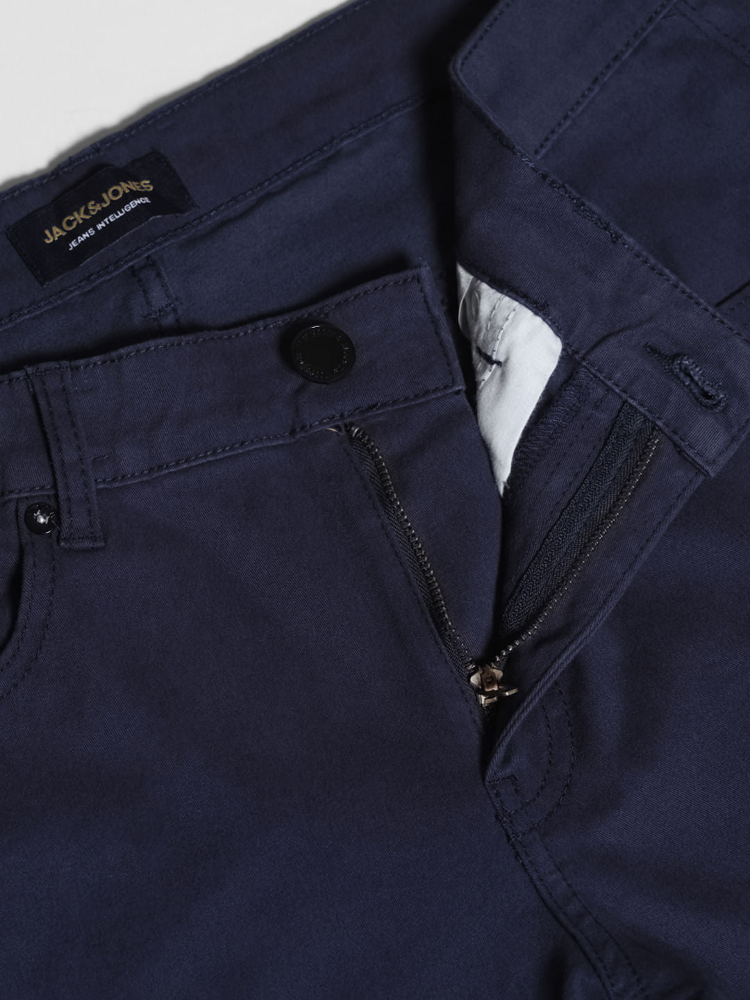 Dark Blue Mid Rise Slim Fit Pants
