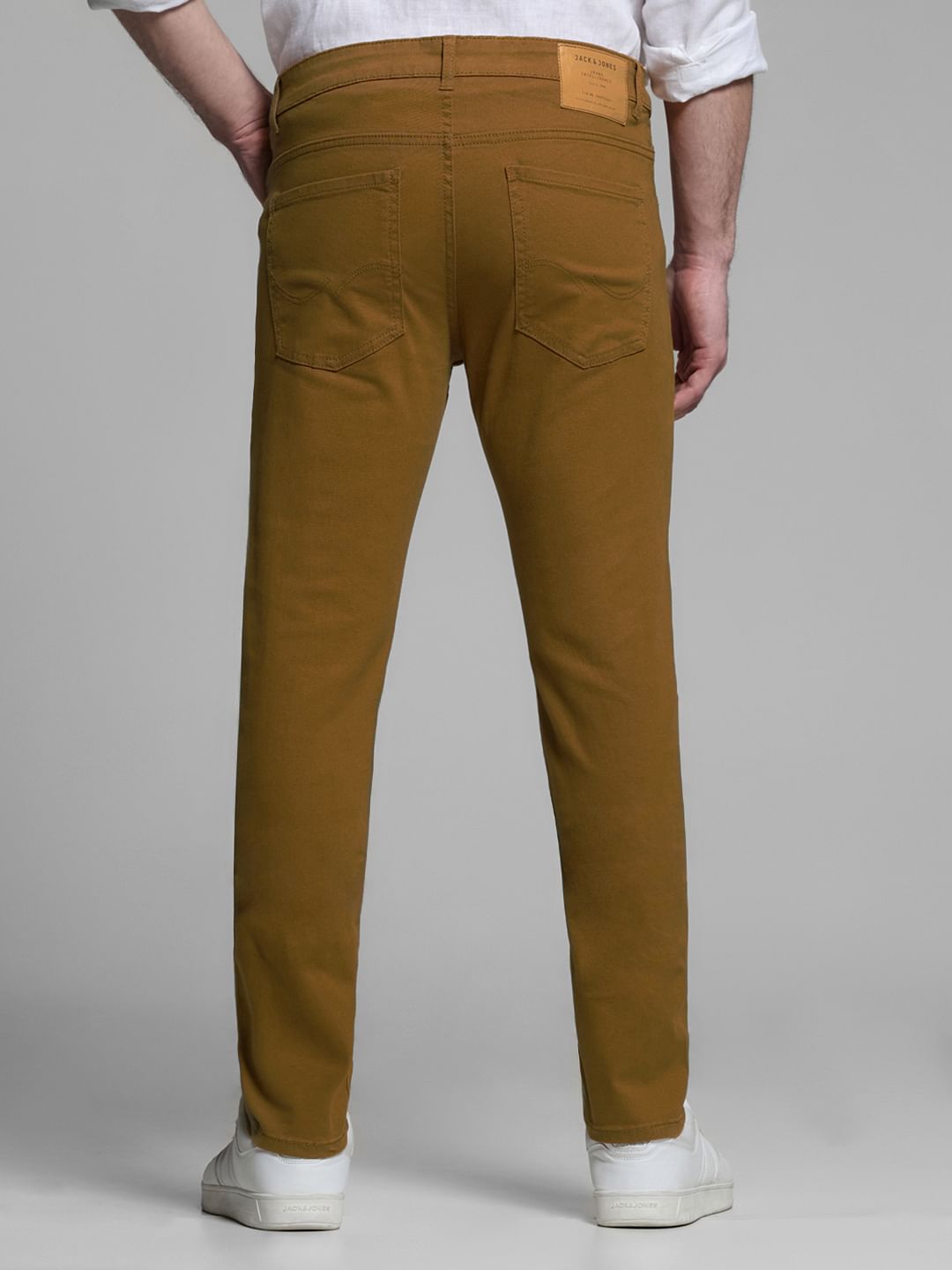 Golden Brown Mid Rise Slim Fit Pants