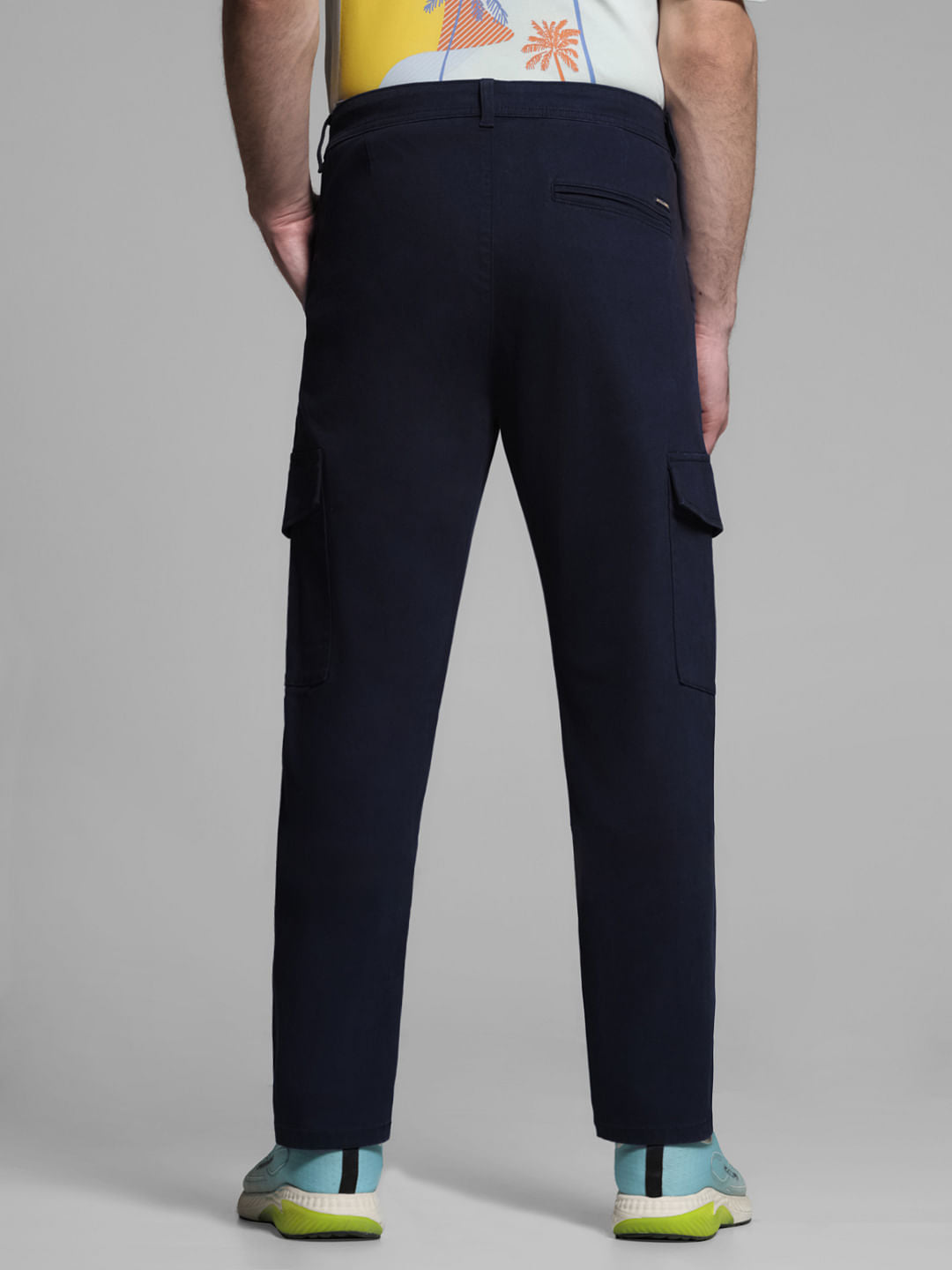 Navy Blue Mid Rise Cargo Trousers