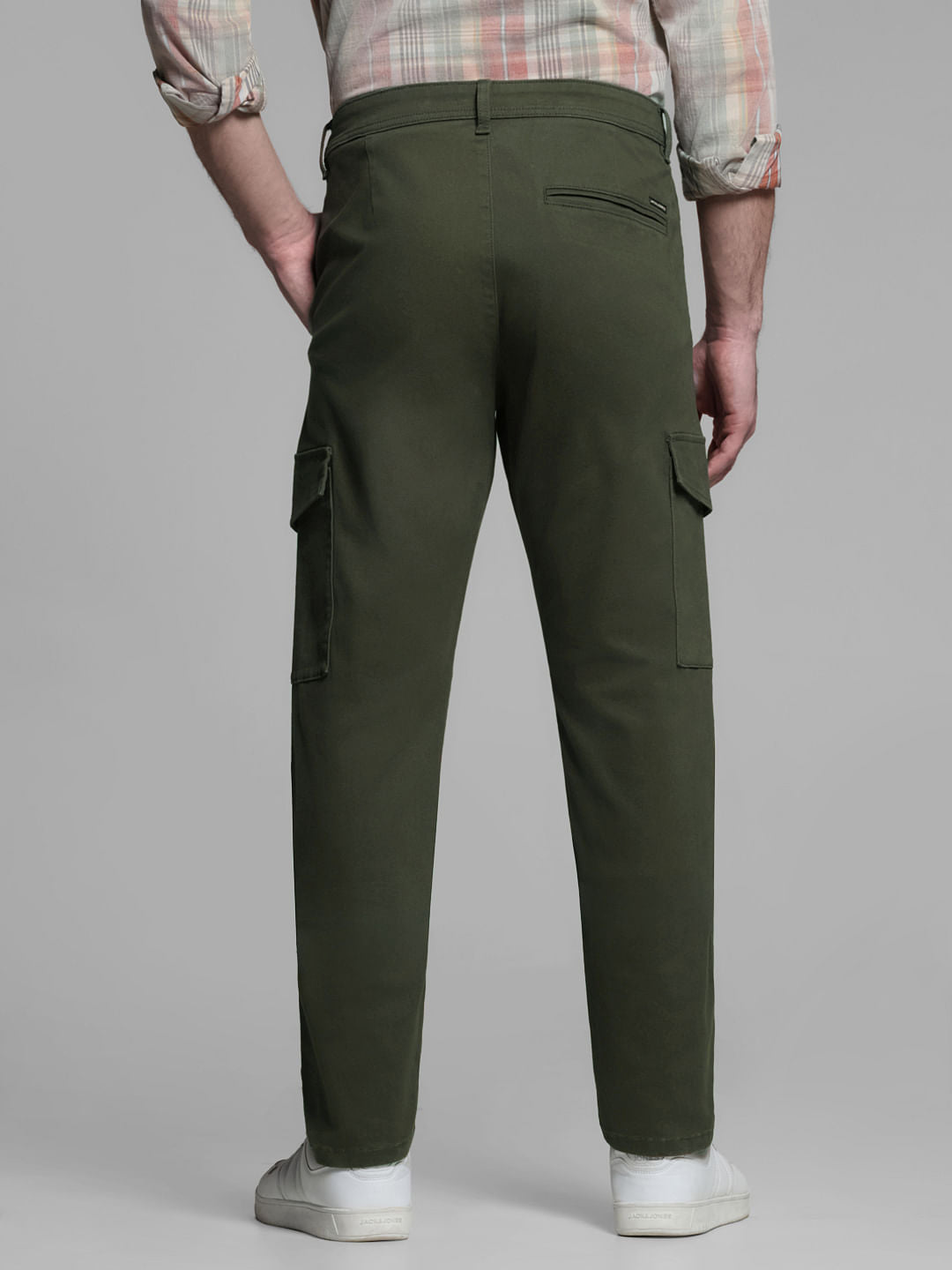 Dark Green Mid Rise Cargo Trousers