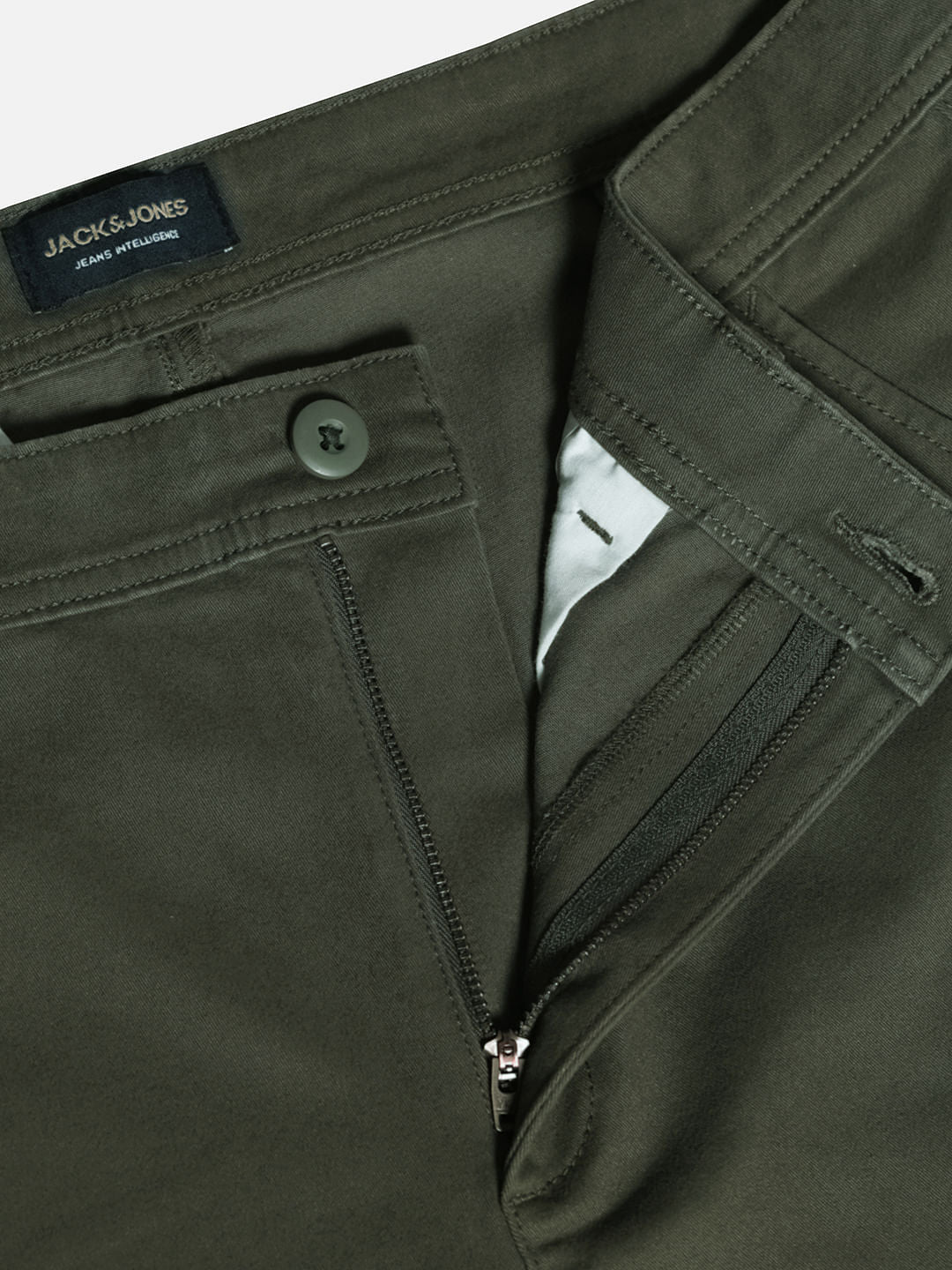 Dark Green Mid Rise Cargo Trousers
