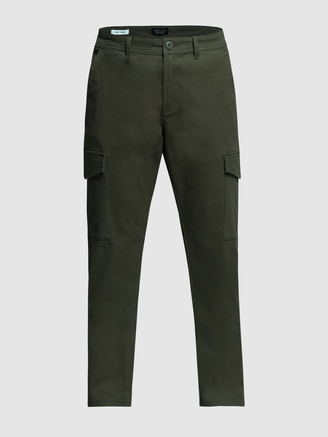 Dark Green Mid Rise Cargo Trousers