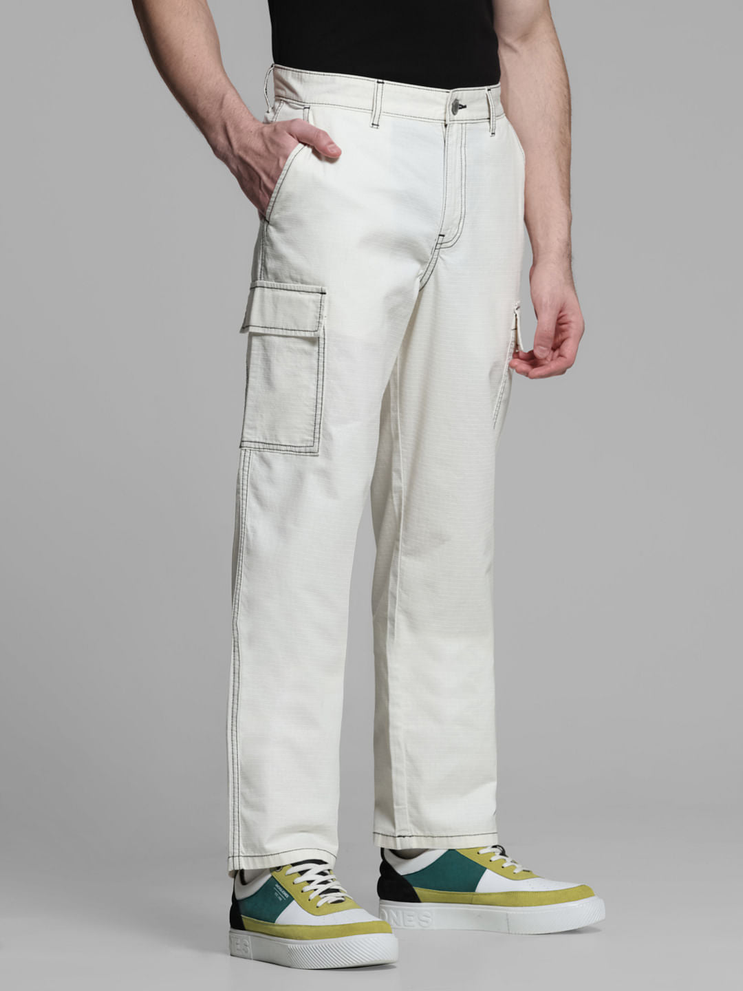 Off-White Contrast Stitch Cargo Trousers