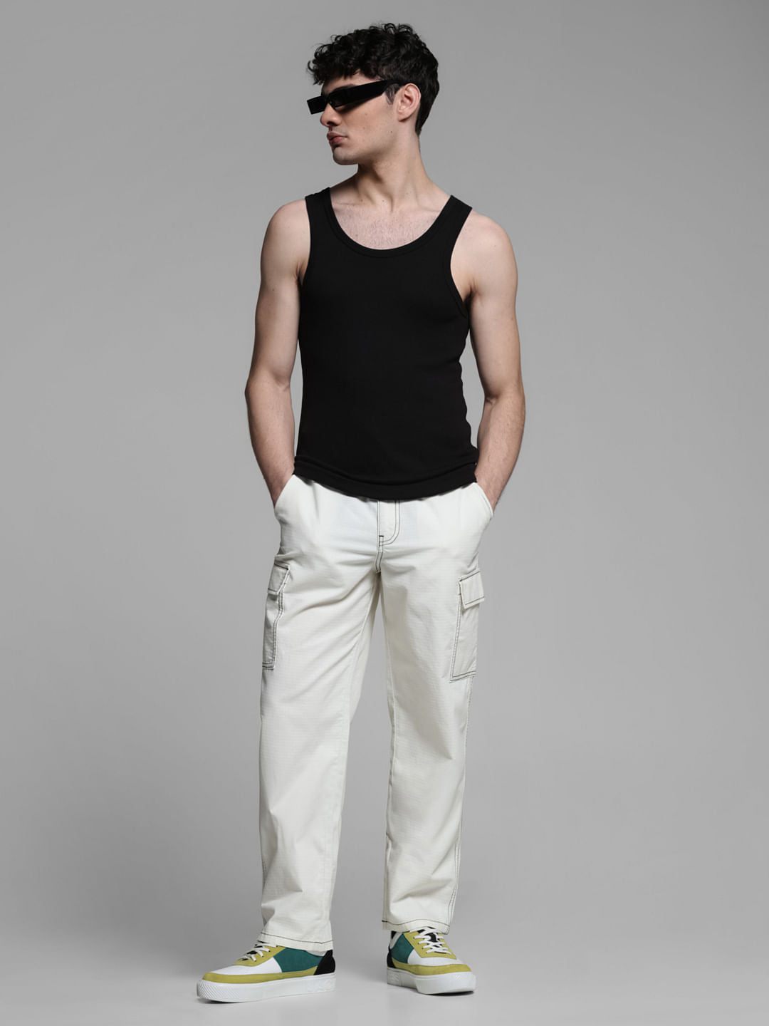Off-White Contrast Stitch Cargo Trousers