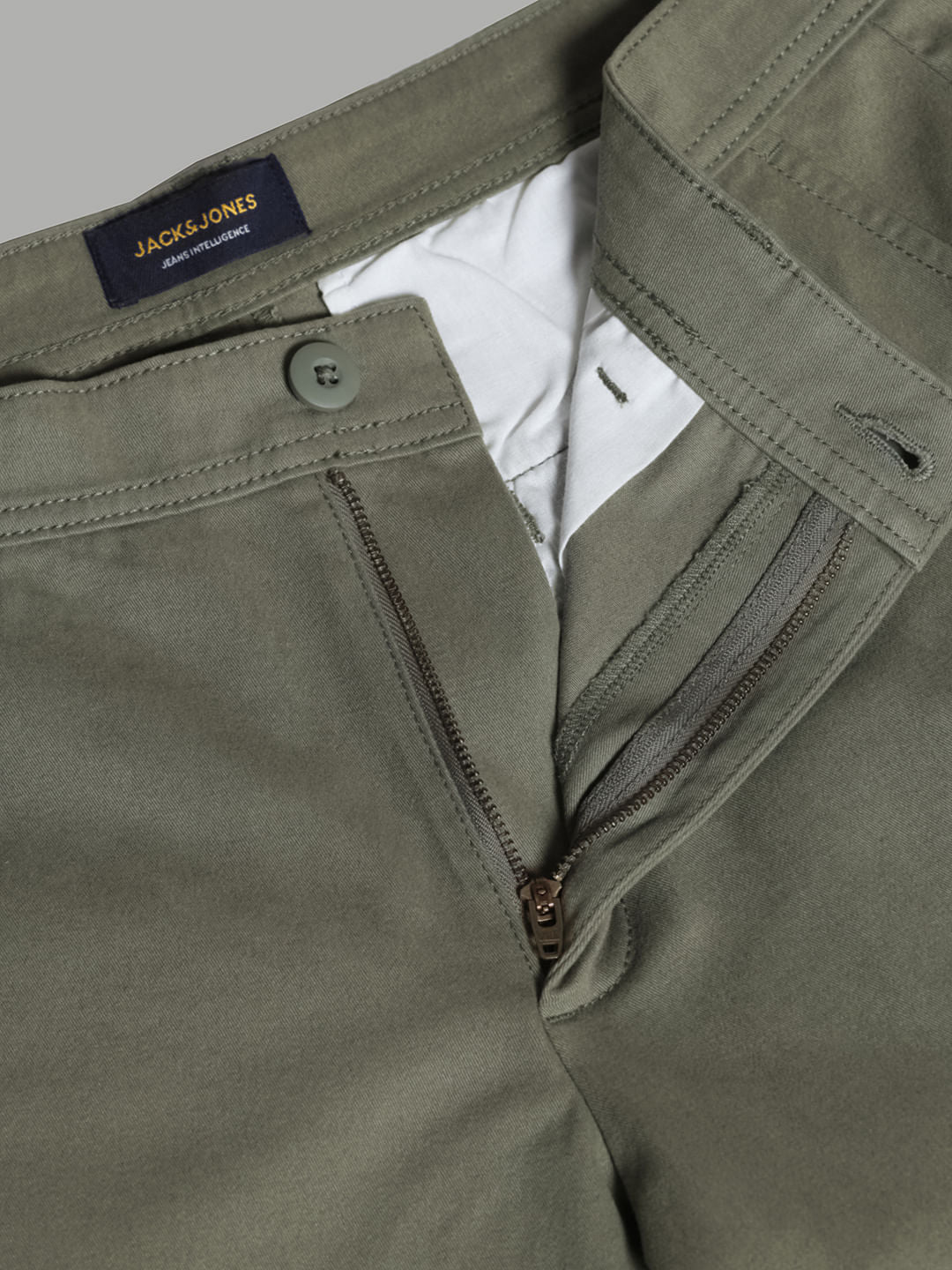 Green Mid Rise Slim Fit Pants