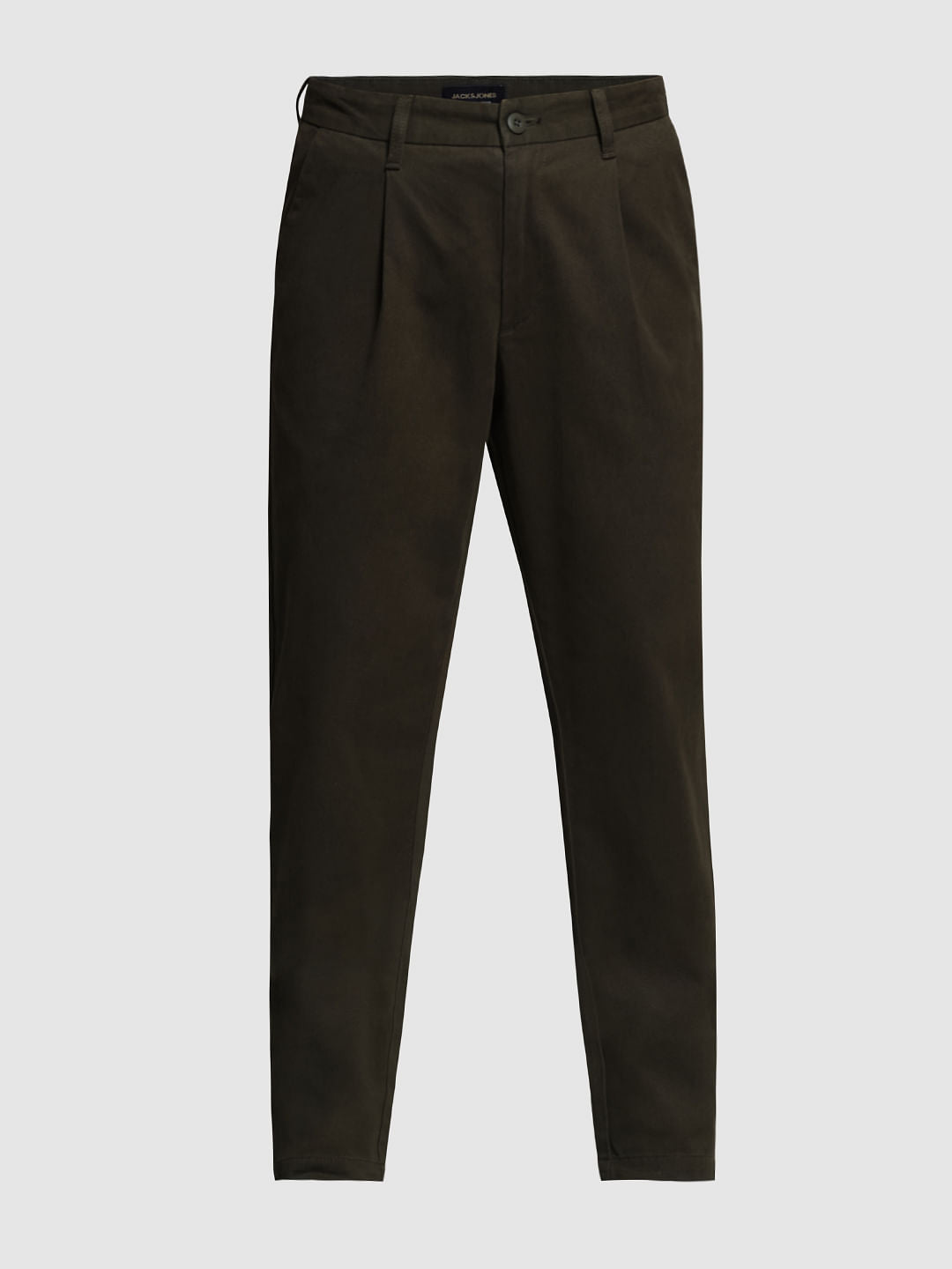 Dark Green Mid Rise Regular Fit Pants