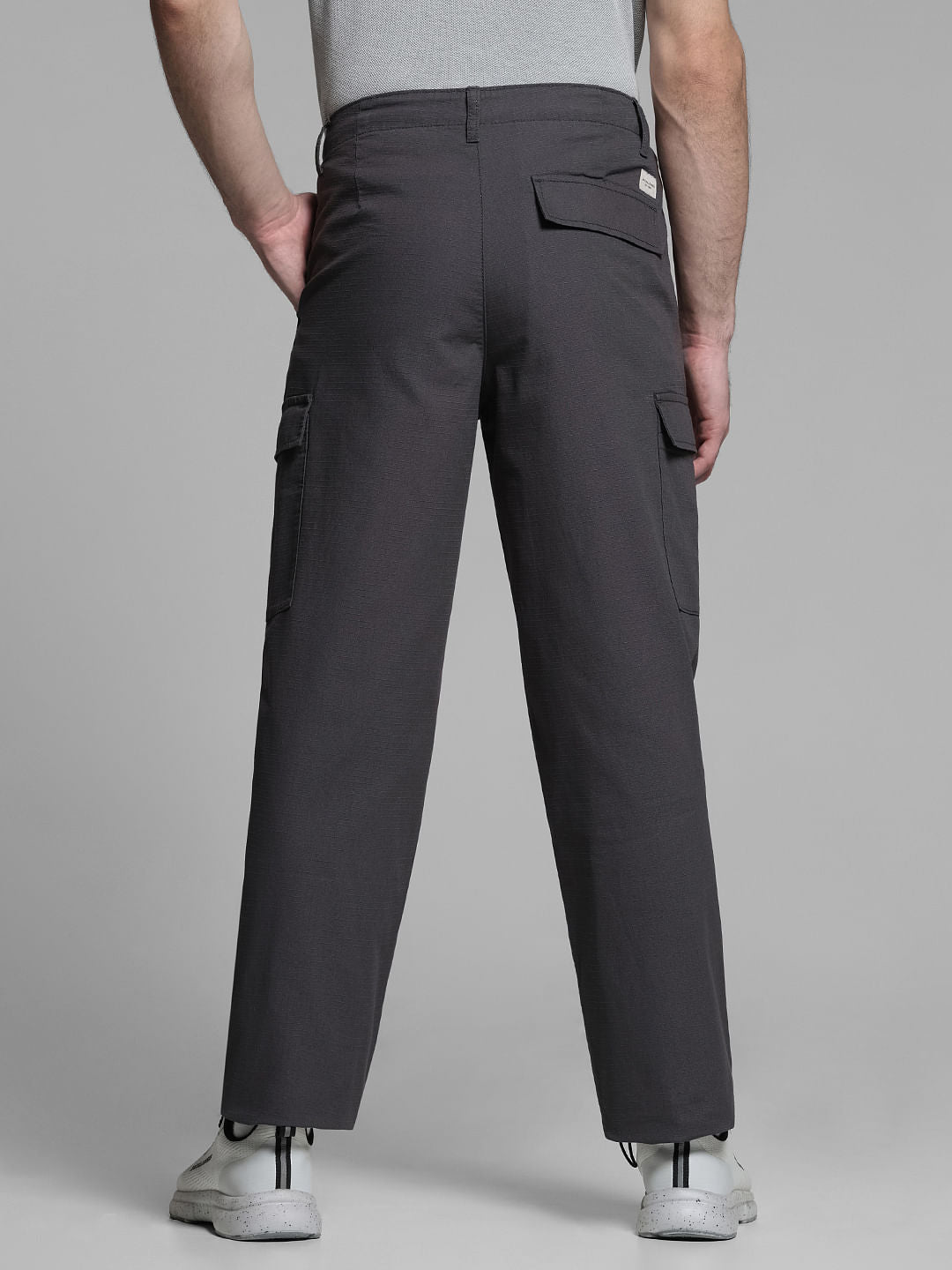 Dark Grey Mid Rise Cargo Trousers