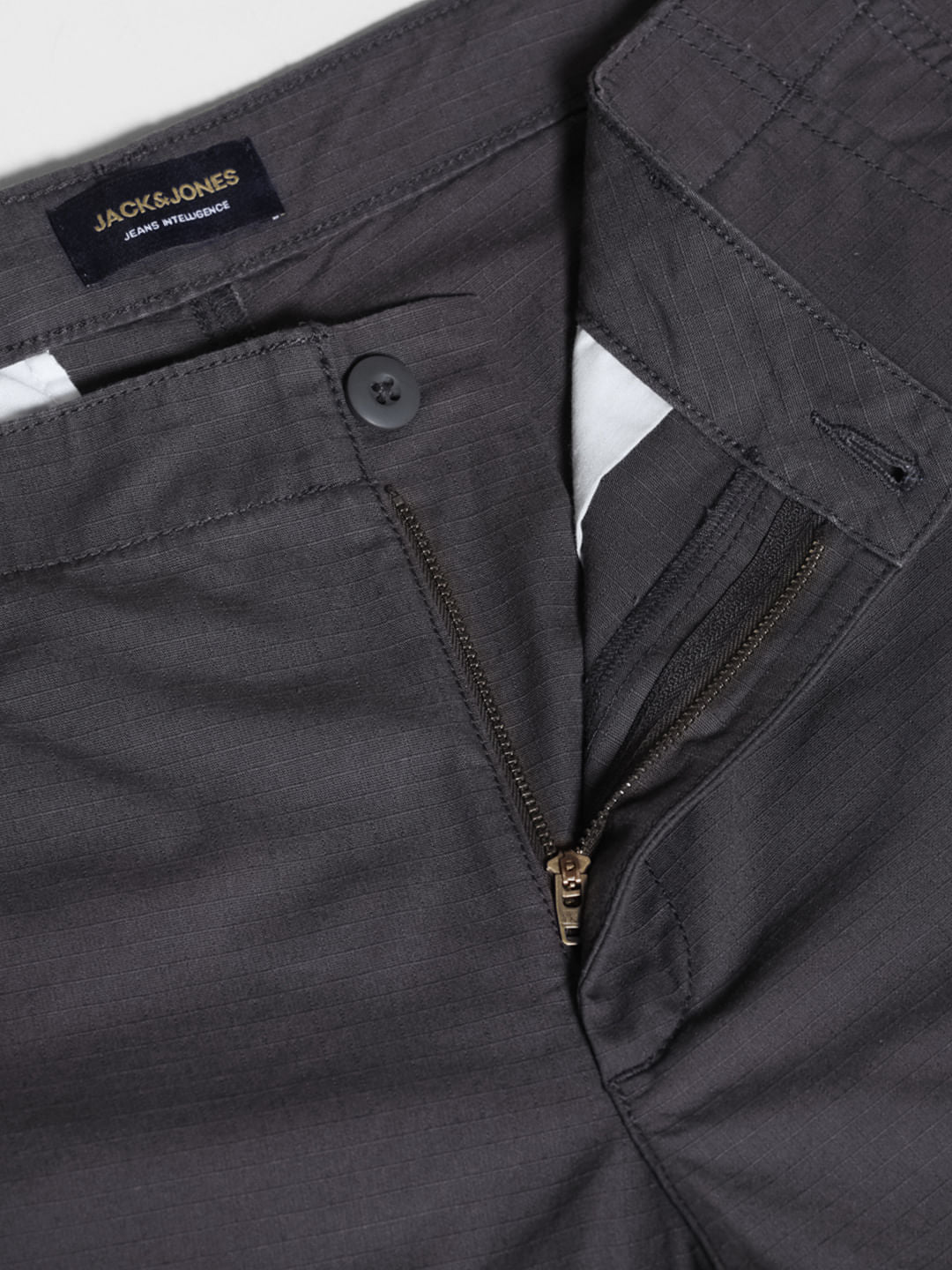 Dark Grey Mid Rise Cargo Trousers