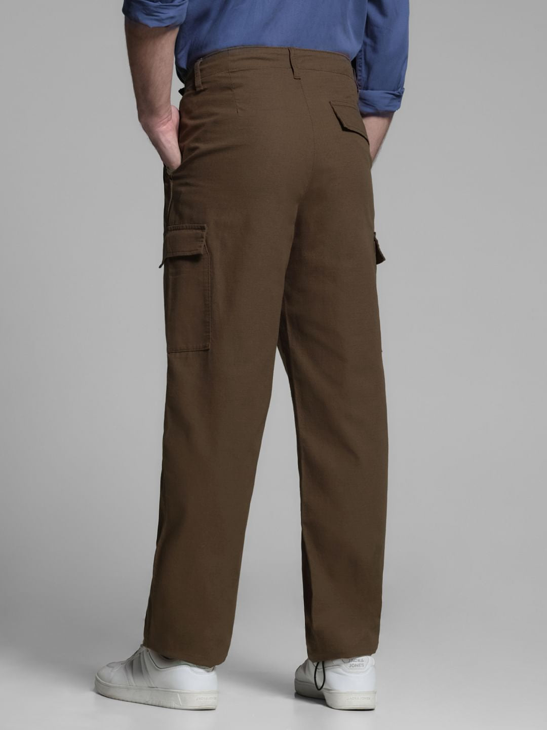 Dark Brown Mid Rise Cargo Trousers