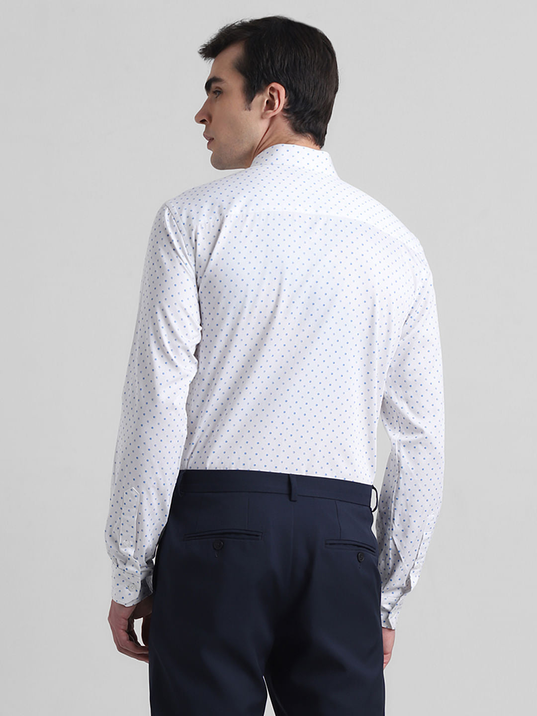White Polka Dot Full Sleeves Shirt