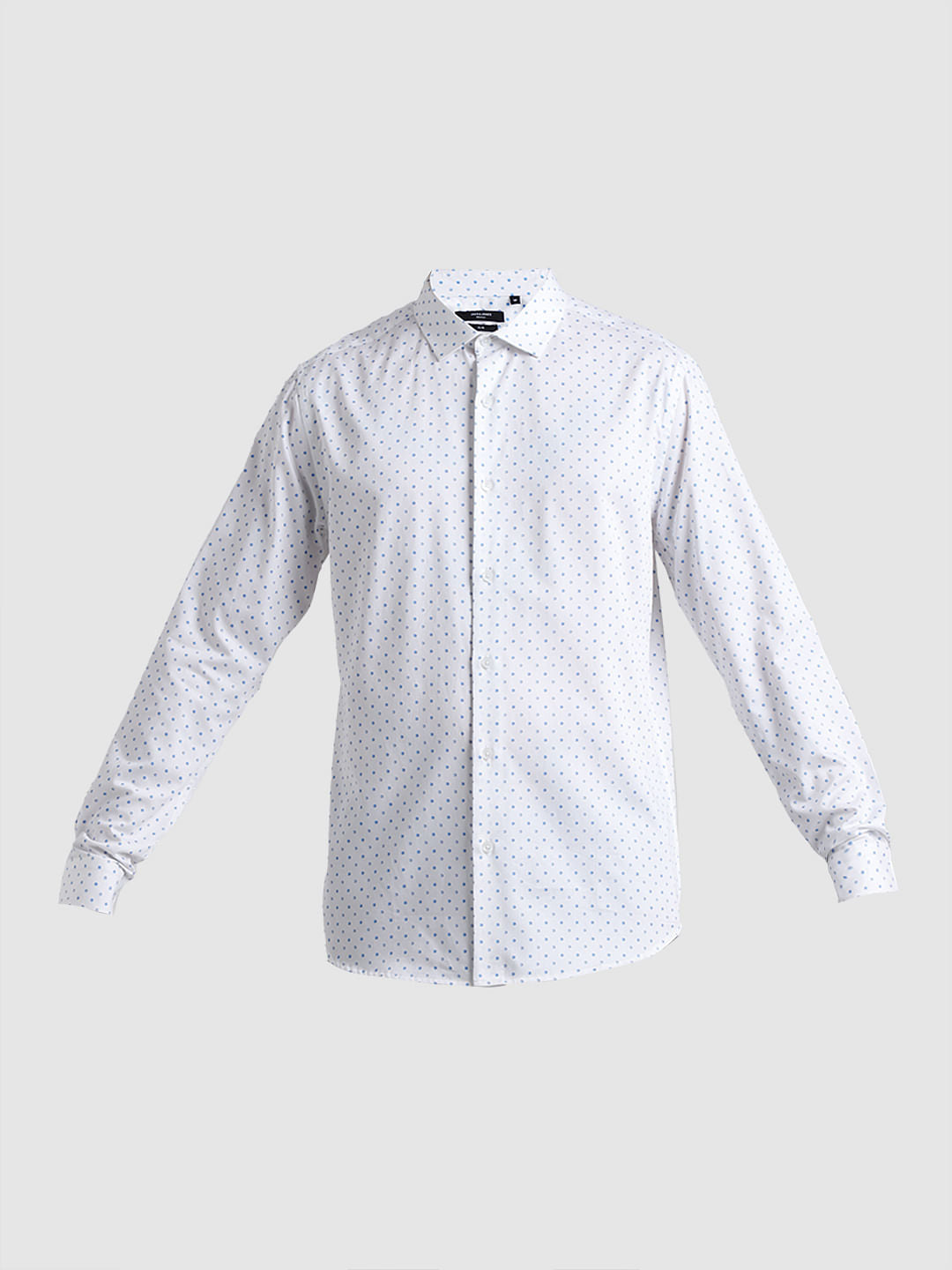 White Polka Dot Full Sleeves Shirt