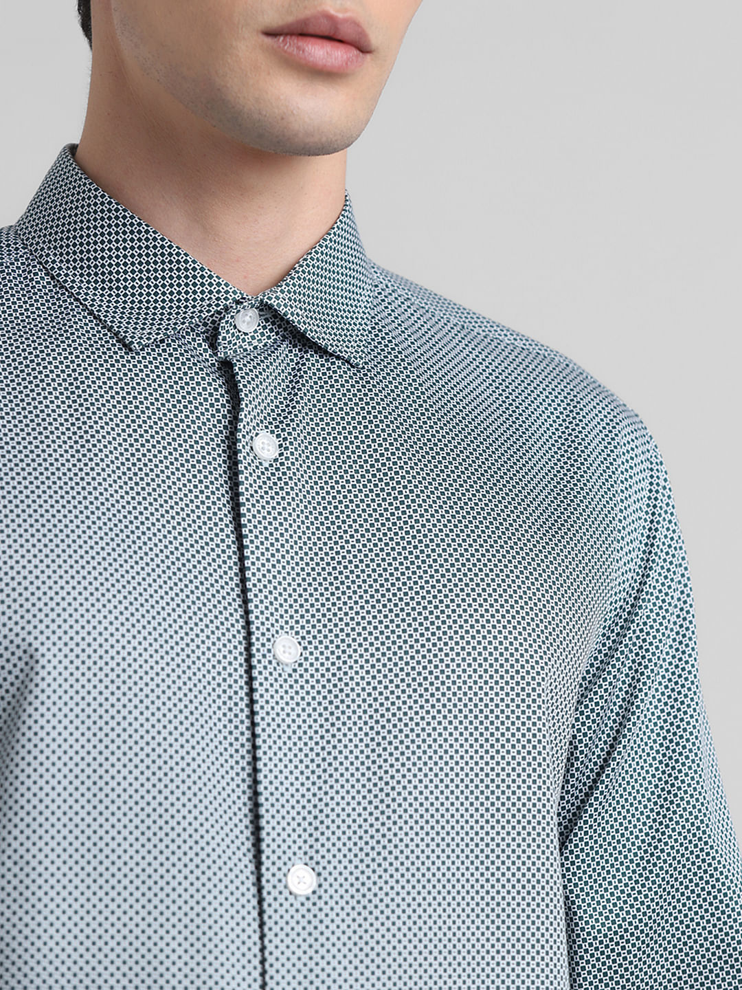 Green Printed Full Sleeves Shirt