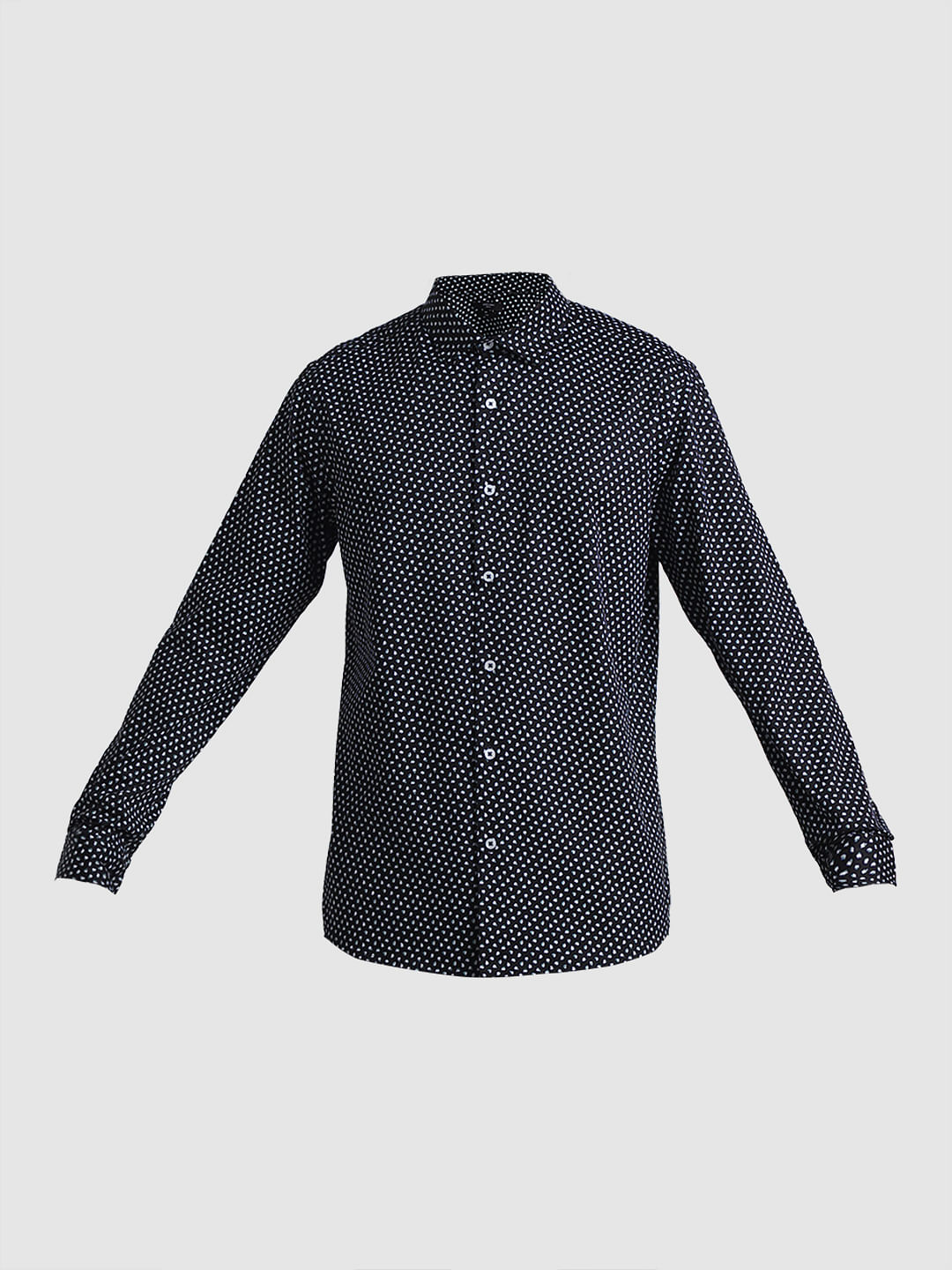 Black Printed Full Sleeves Shirt