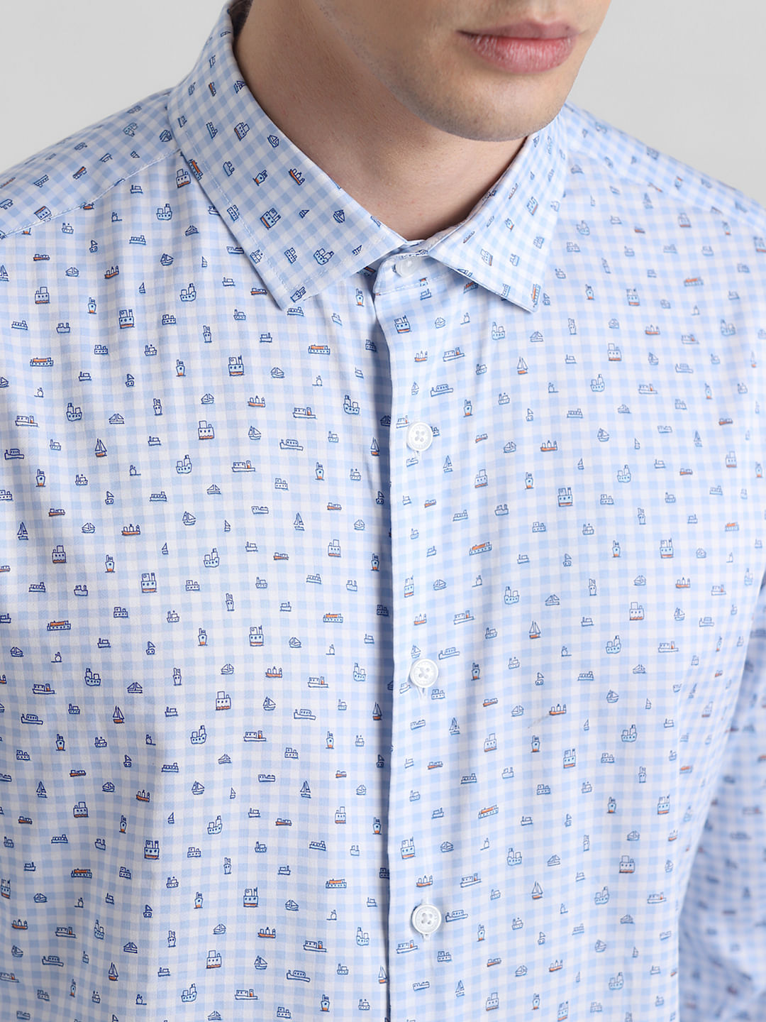 Blue Check Print Full Sleeves Shirt