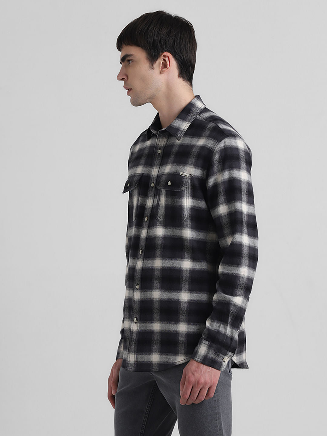 Black Check Print Cotton Shirt
