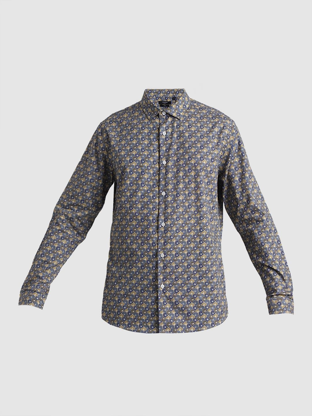 Brown Abstract Print Cotton Shirt