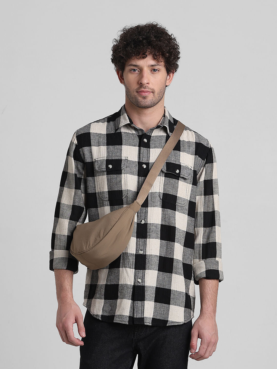 Black Check Print Full Sleeves Shirt