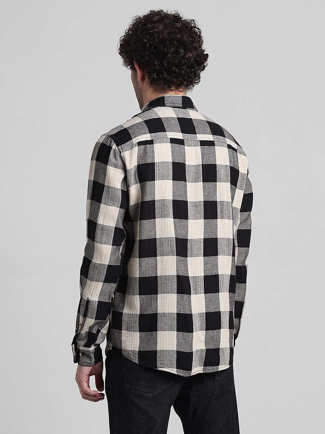 Black Check Print Full Sleeves Shirt