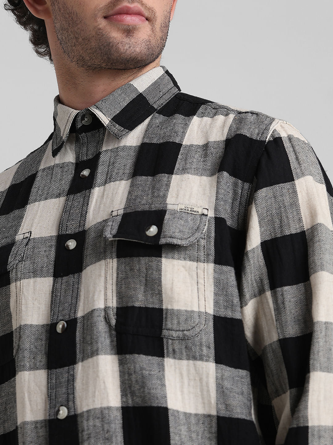 Black Check Print Full Sleeves Shirt