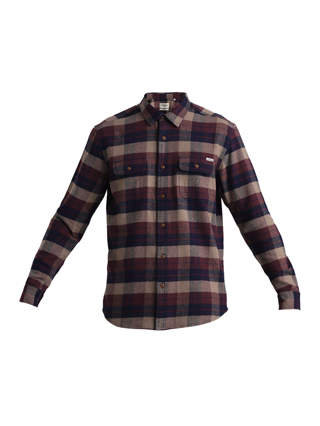 Dark Brown Check Print Shirt